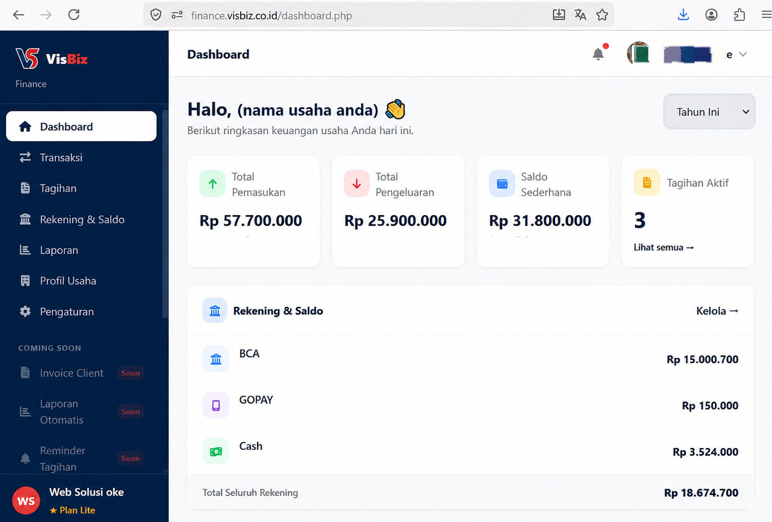 VisBiz Finance Transaksi